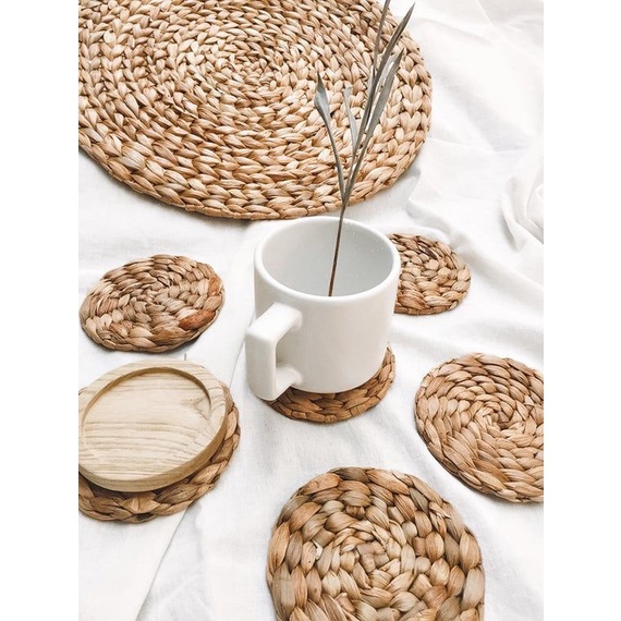 Thảm tròn lục bình, thảm cói, phông nền chụp ảnh, thảm trải sàn, thảm cho bé, thảm trang trí