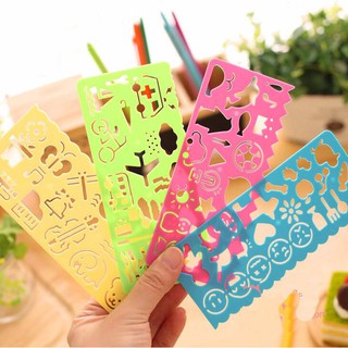 Bộ đồ văn phòng phẩm sáng tạo, tranh vẽ tay DIY hoạt hình, thước mẫu