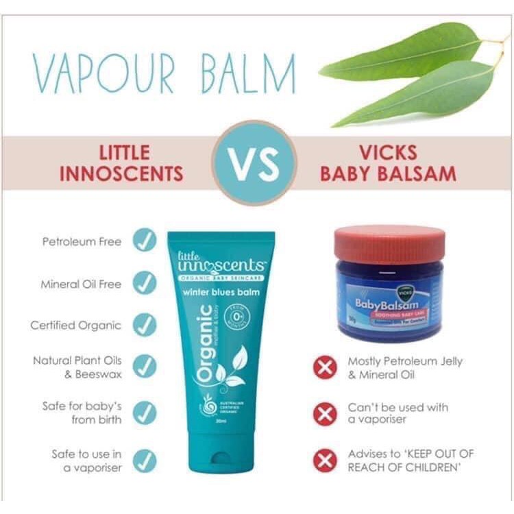 Dầu bôi ấm ngực cho Bé Little Innocents Organic 75ml Úc phòng ngừa cảm cúm,giảm ho,nghẹt mũi