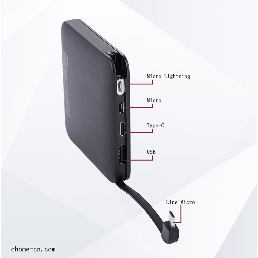Sạc Dự Phòng 5000mAh CHOME 2 Cổng Sạc 2.4A - 4 Màu Sang Trọng