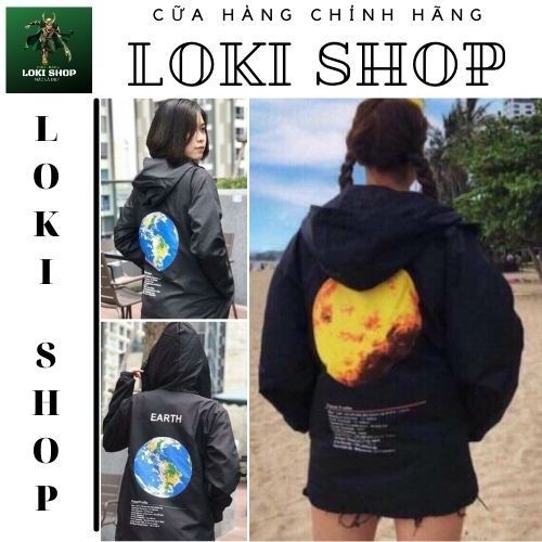 Áo khoác dù Chống Nắng dành cho nam nữ và cặp đôi LOKI SHOP In hình Trái Đất và Sao Hỏa, Form rộng ulzzang