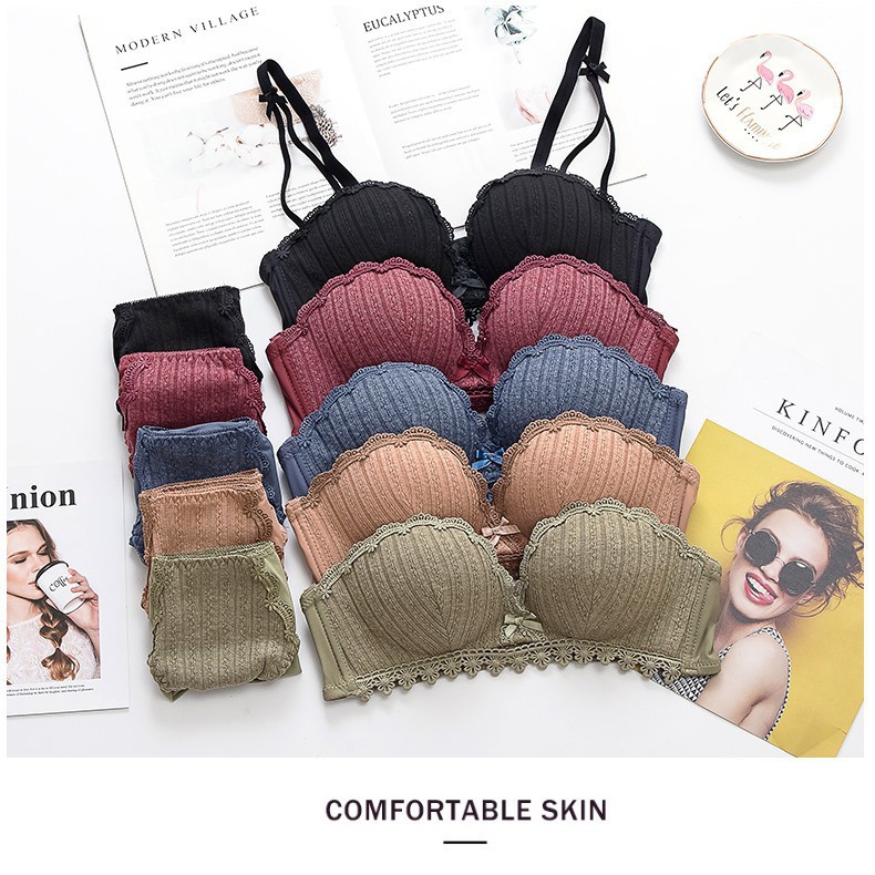 SIÊU PHẨM- Bộ Đồ Lót/ Sét Đồ Lót Ren Không Gọng Có Mút Nâng Đẩy Ngực Cúp 1/2 | BigBuy360 - bigbuy360.vn