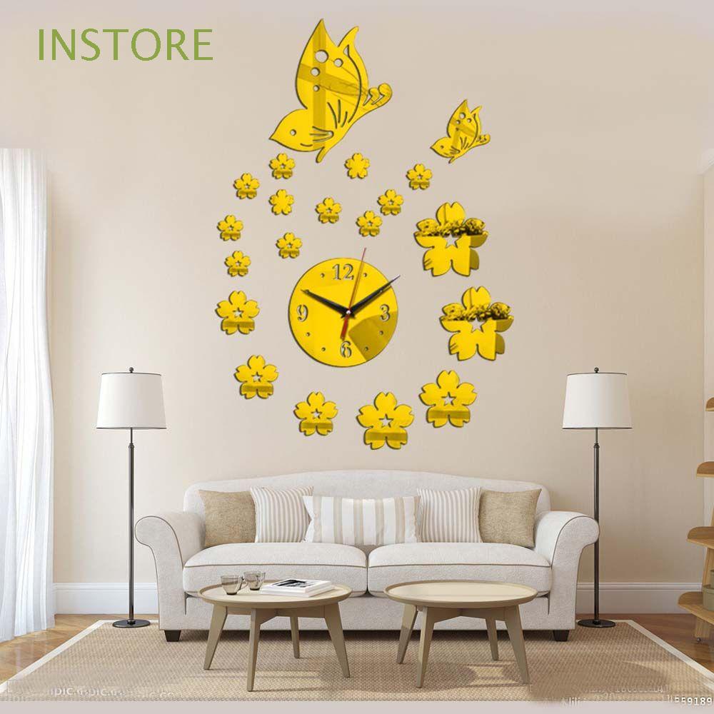 Đồng Hồ Dán Tường Tráng Gương 3D DIY Thiết Kế Hiện Đại