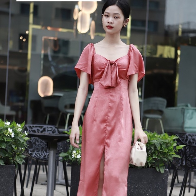 Đầm thiết kế nơ ngực tay cánh tiên DA1034