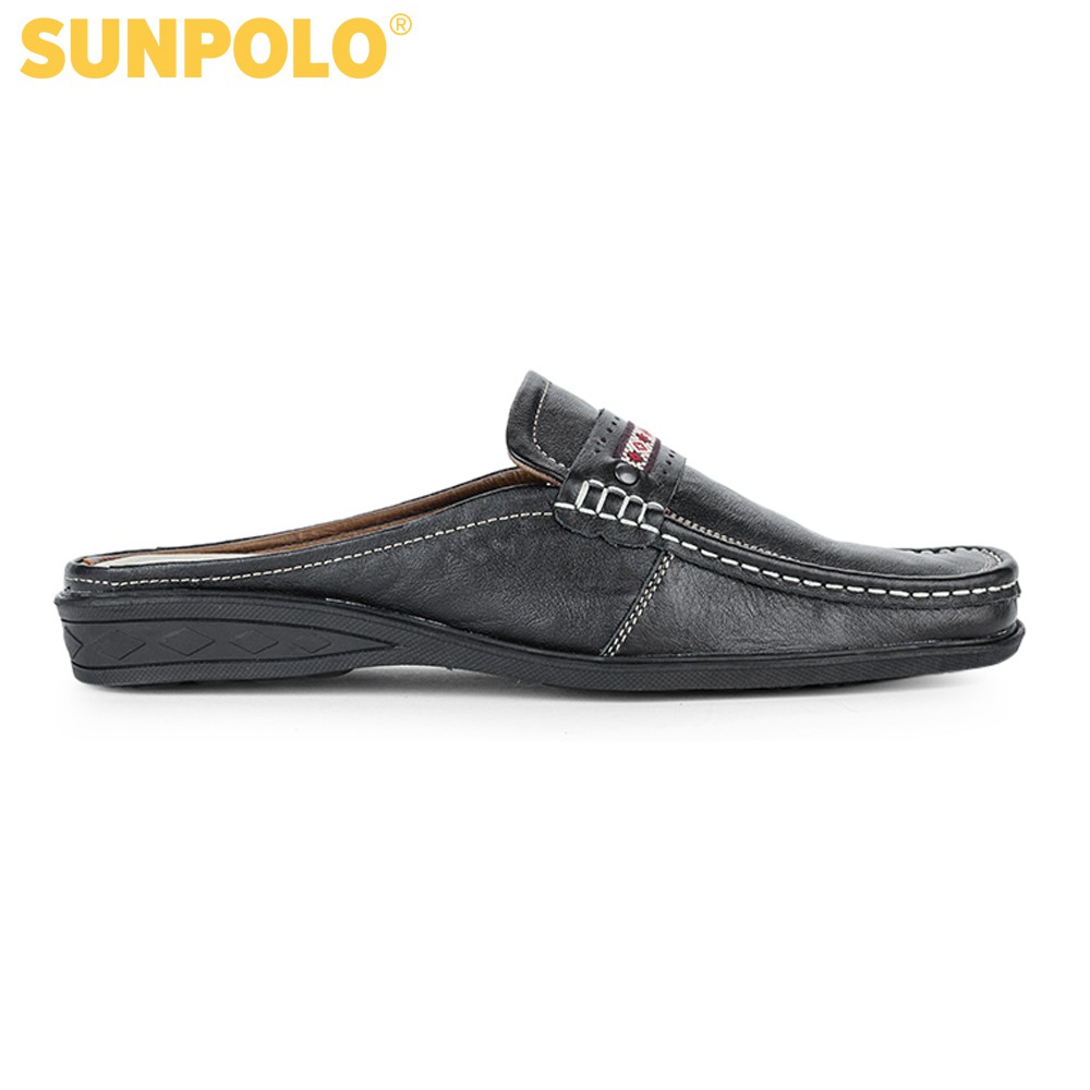 Giày sục dép nam Da bò cao cấp SUNPOLO đi làm công sở, đi chơi Màu Đen/Nâu - SUSP002DN