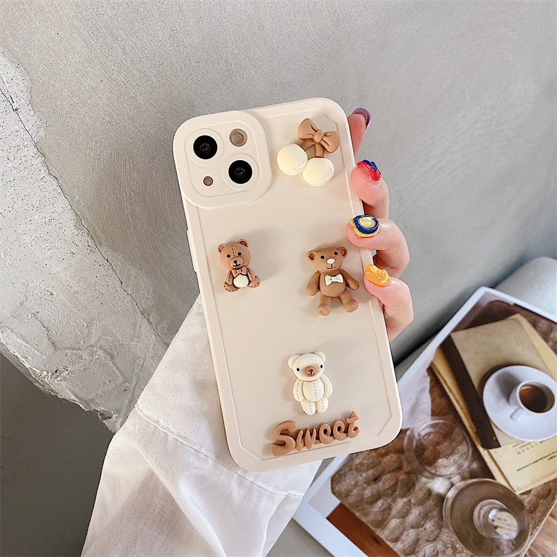 Ốp Điện Thoại Chống Sốc In Hình Gấu Thỏ Cho iphone15 pro max14 / 13 / 12 / 11 pro max xs xr xsmax 7plus 8plus