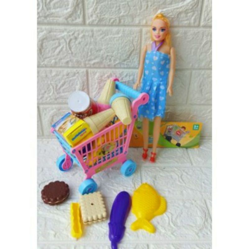 Đồ Chơi Xe Đẩy Mua Sắm Cho Búp Bê Barbie 801