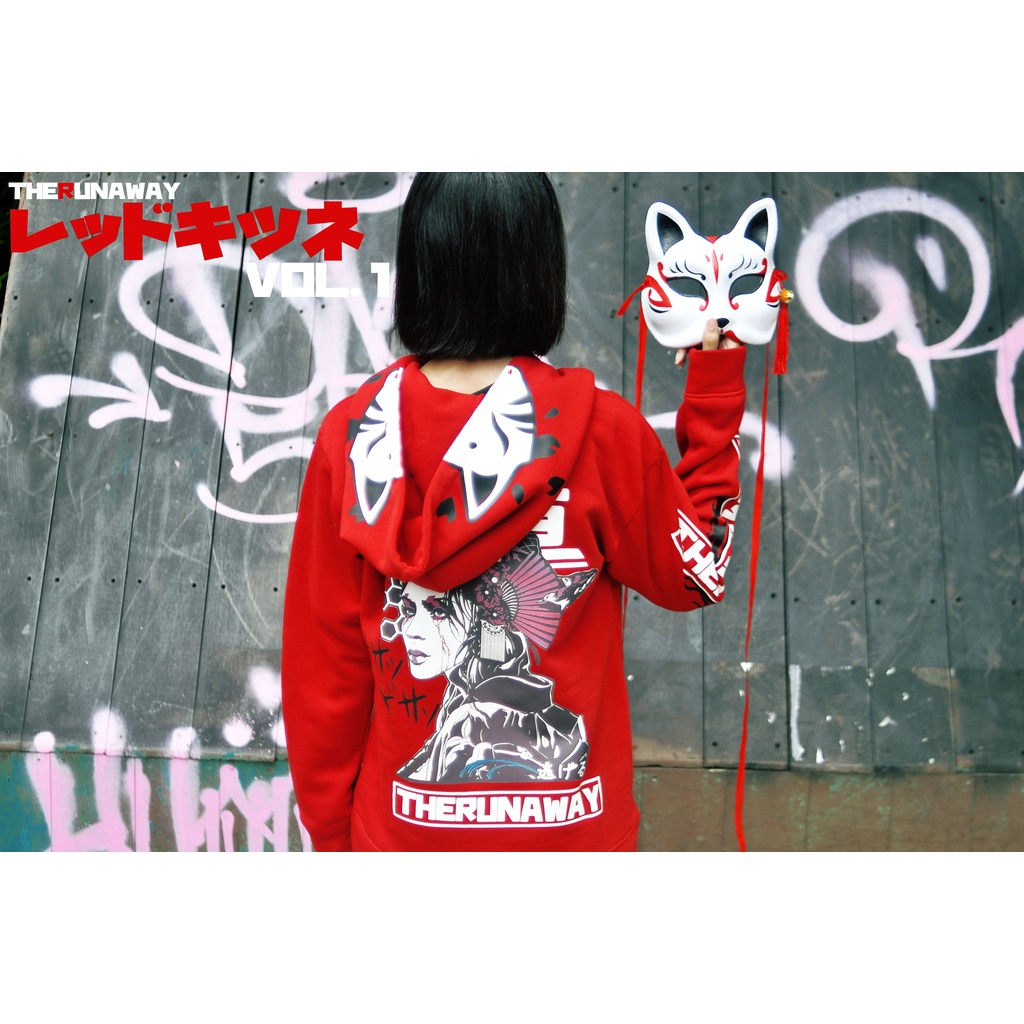 Áo Hoodie Urban Kitsune: Kabukicho Geisha Nỉ bông ngoại nhập by The Runaway