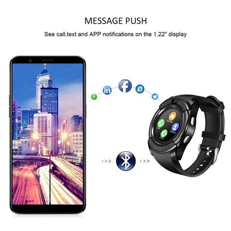 【ready】 With Camera Bluetooth Smart Watch Sports Fitness Touch Screen Waterproof Phones Intelligent Wrist Watch 【Tina】