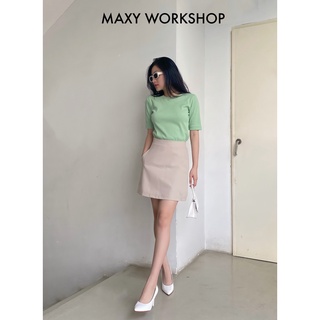 Áo thun nữ ôm dáng Knitted basic tee mint Maxy Workshop