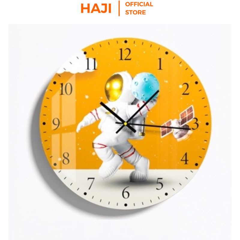 Đồng hồ treo tường HAJI phủ mica sáng bóng chống trầy không ồn ĐH