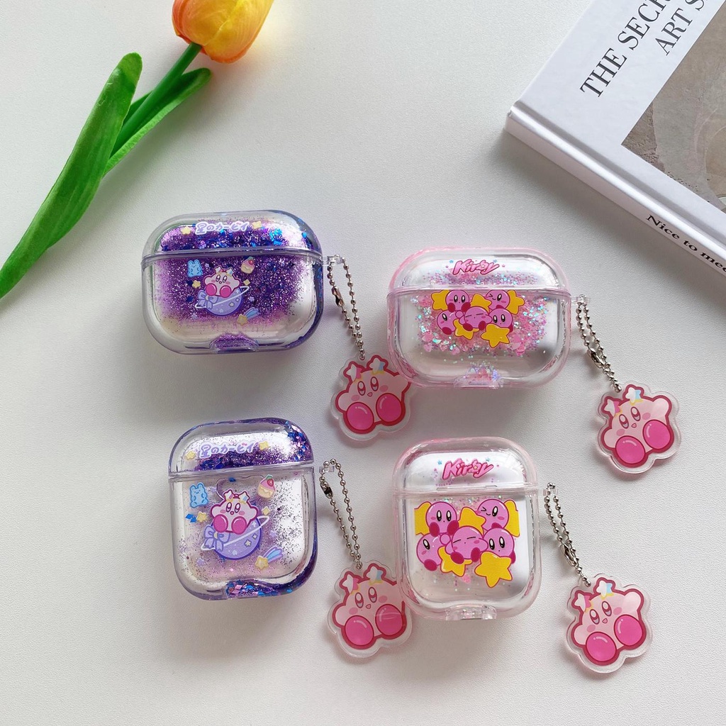 Vỏ Bảo Vệ Hộp Đựng Tai Nghe AirPods 1/2/3/Pro 2021 inPods i12 Bằng Tpu Trong Suốt Có Cát Chảy Và Móc Treo Sáng Tạo