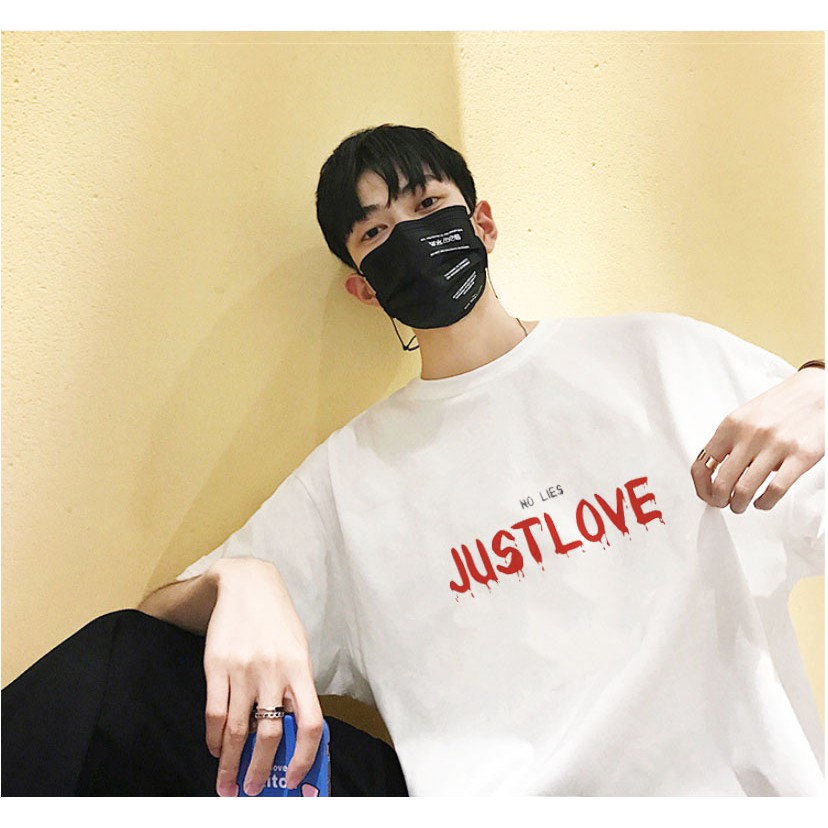 áo thun nam nữ tay lỡ JUSTLOVE form rộng đủ size, áo phông unisex trắng basic