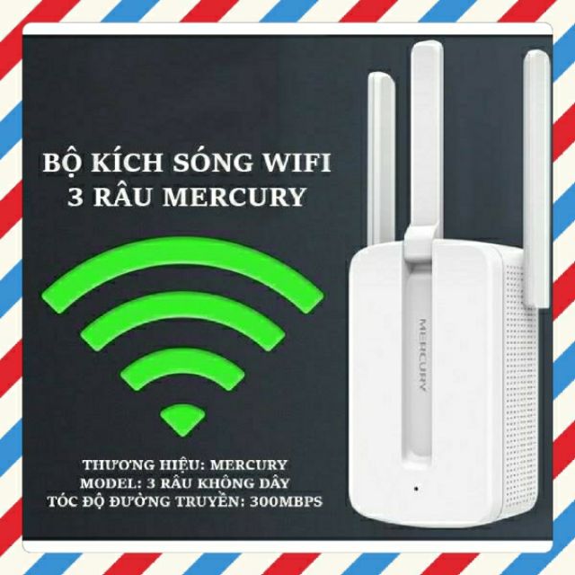 🎆Bộ Kích Sóng Wifi Chính Hãng Mercury 300Mbps 3 râu cắm điện trực tiếp dễ sử dụng ,cài đặt đơn giản