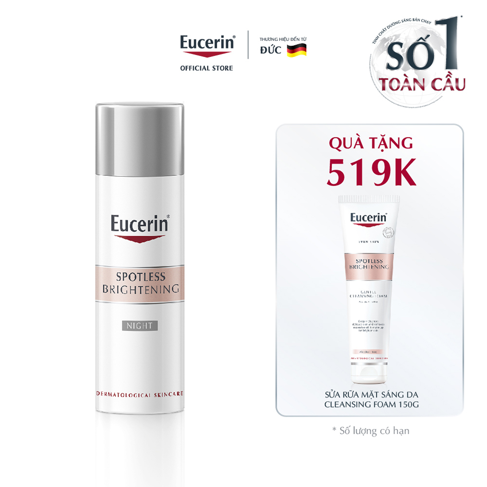 [Tặng Sữa Rửa Mặt 519K] Kem dưỡng đêm giảm thâm nám & sáng da Eucerin Spotless Brightening 50ml