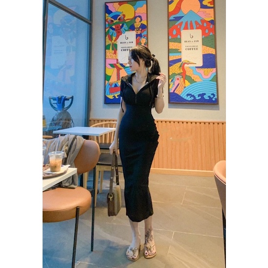 #Lyn - Đầm body có nón dáng dài xẻ sau Fom đẹp đỉnh “hình thật”