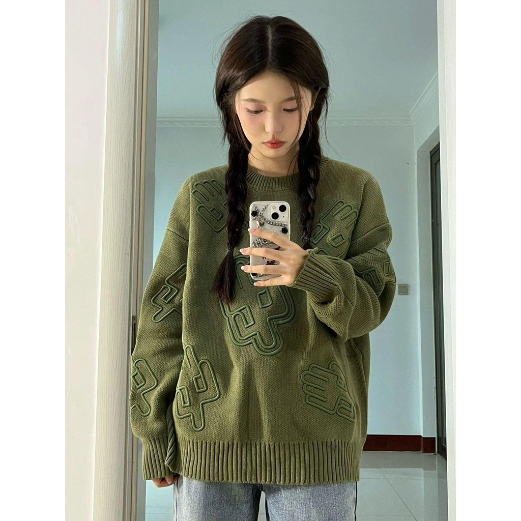 Áo Sweater Cổ Tròn Dáng Rộng Thiết Kế Mới Ngọt Ngào Thời Trang Thu Đông Cho Nữ