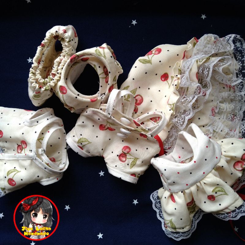 Outfit doll 15 cm, 20cm - bộ sưu tập họa tiết cherry