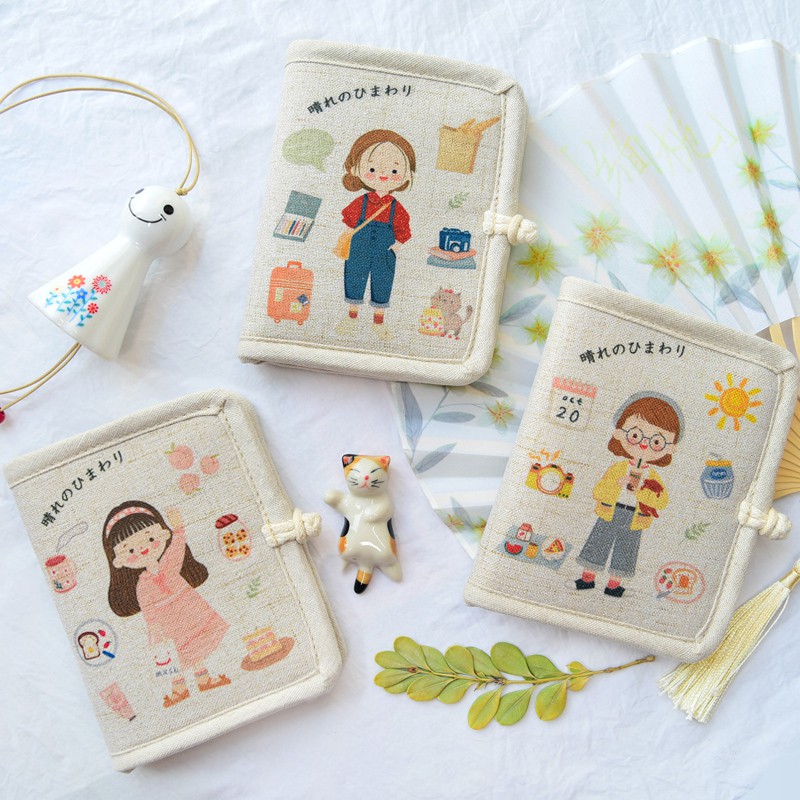 (Sẵn)Ví vải gấp canvas in hình cô gái nhỏ đáng yêu cực xinh phong cách Nhật Bản 2