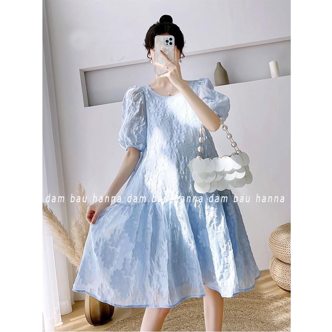 [HANNA] Đầm bầu dự tiệc dễ thương cho mẹ bầu trẻ có size 40-80kg váy bầu sang chảnh cao cấp thoáng mát 2 lớp mềm nhẹ