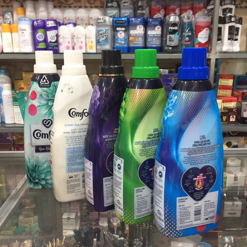 Nước xả vải Comfort hương gió xuân, ngăn mùi, baby, bella, ban mai 1 lần xả 800ml