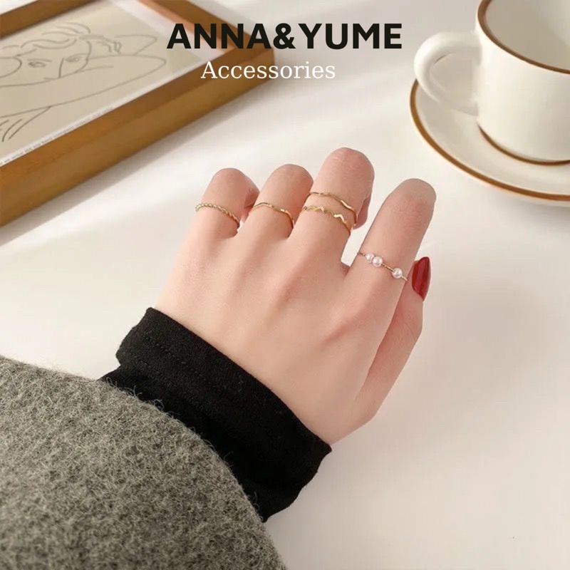 Phụ kiện nhẫn set nhẫn nữ 5 món phong cách thời trang Hàn quốc