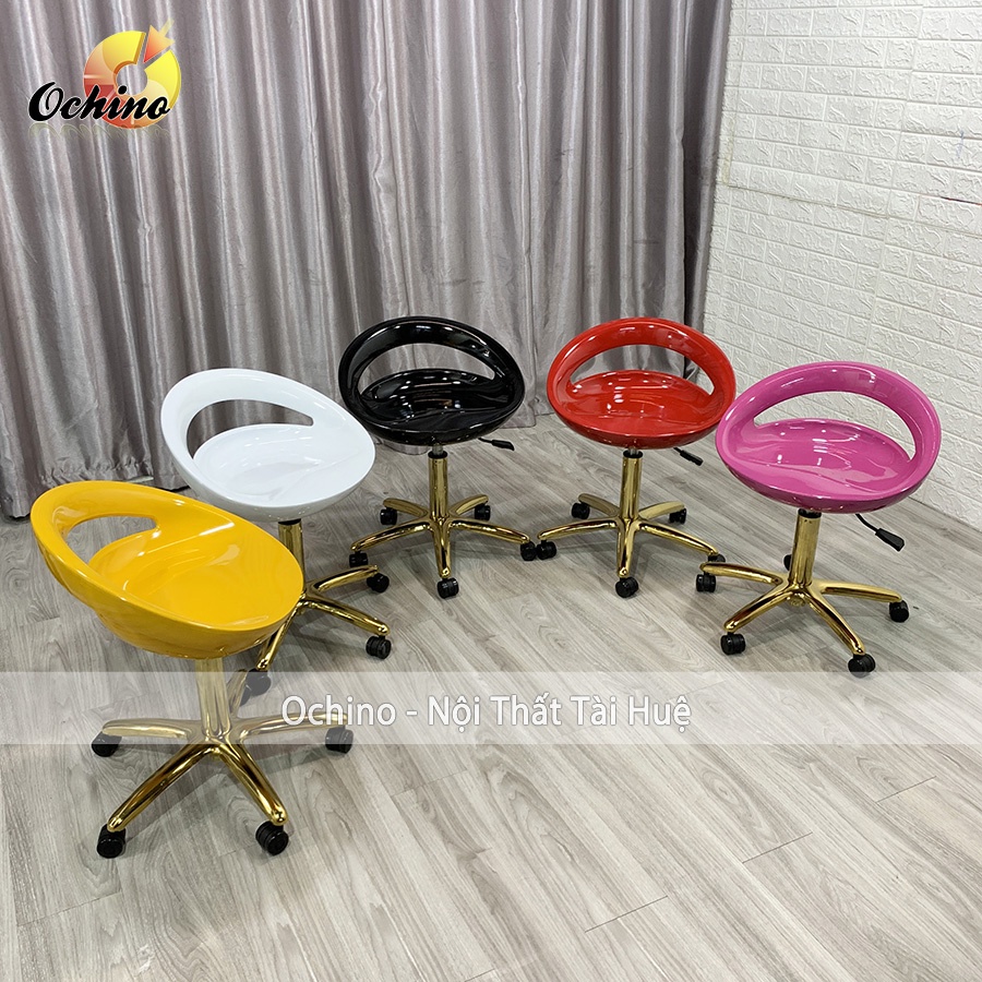 Ghế Trang Điểm Xoay, Ghế Spa Phun Săm Mẫu Nhựa Khoét lỗ Chân Vàng Sao Cao Cấp (Hình Thật Shop Chụp)