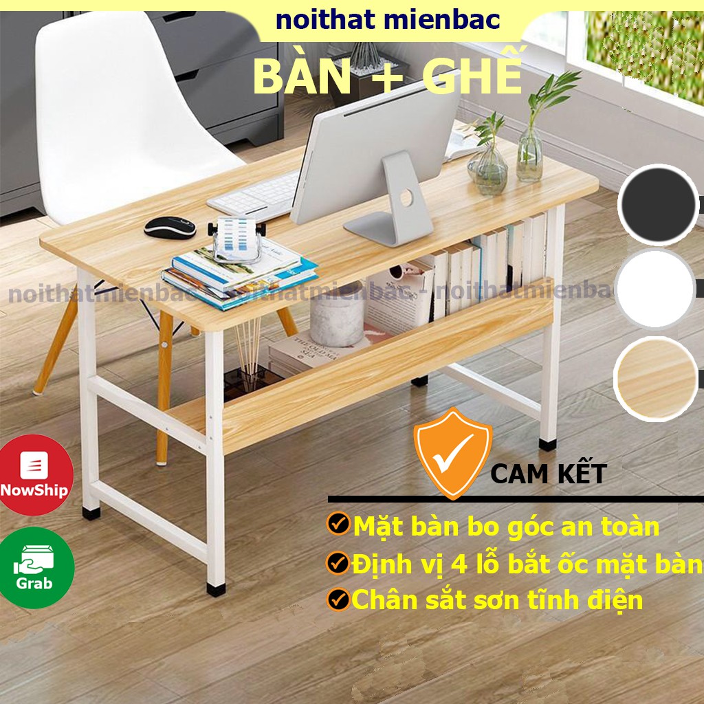 𝑩𝒐̣̂ 𝒃𝒂̀𝒏 𝒈𝒉𝒆̂́ làm việc học tập kèm ghế eames, mặt bàn bo góc và định vị lỗ bắt ốc lắp đặt dễ dàng ( tặng tôvit )