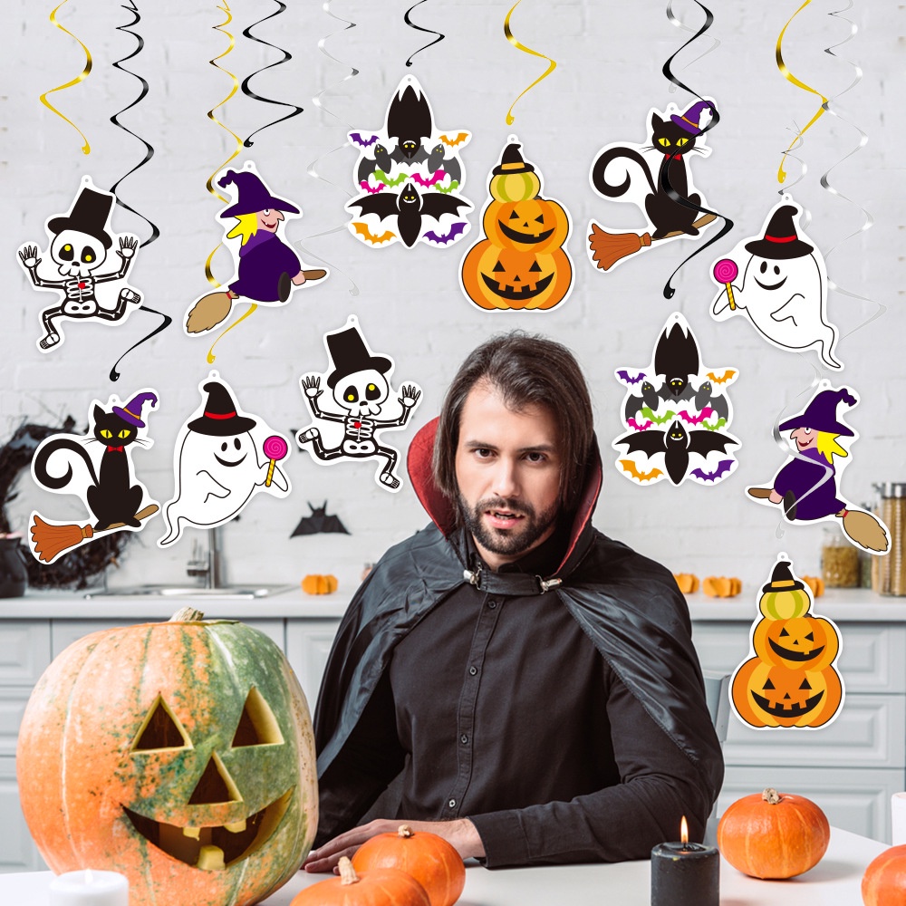 Dây Treo Trang Trí Halloween Hình Nhện Phù Thủy Bằng Nhựa PVC