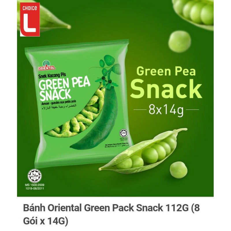 Bánh Oriental Green/ snack tôm/ Cheese 112g (8 gói * 14G)