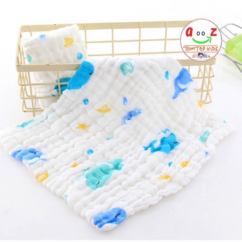 Khăn xô 6 lớp sợi tre muslin, khăn rửa mặt cho bé hàng xuất khẩu, kích thước 30x30cm