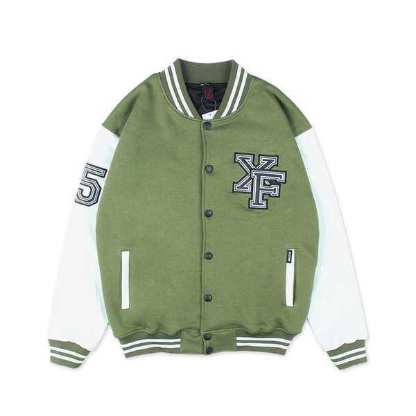 Áo Khoác Bóng Chày Bomber Varsity Nỉ Đẹp Nam Nữ Form Rộng Màu Xanh Olive 2 Lớp Cao Cấp Local Brand Xfire