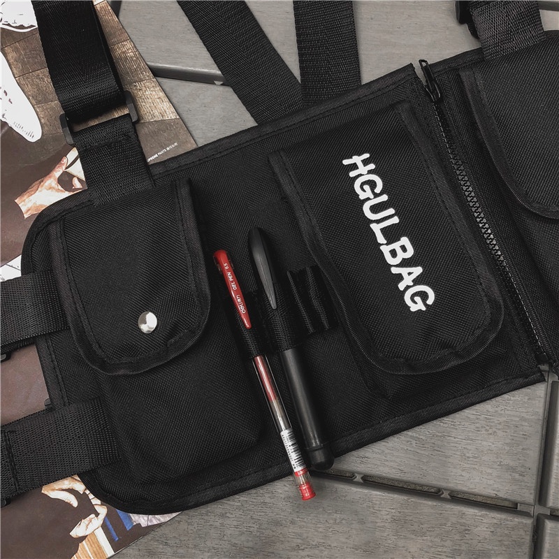 Túi Đeo Vai Trước Ngực Phong Cách Quân Đội Túi Bao Tử Đeo Bụng Nhiều Ngăn Unisex Street Style Ngầu Fanny Bag Tactical