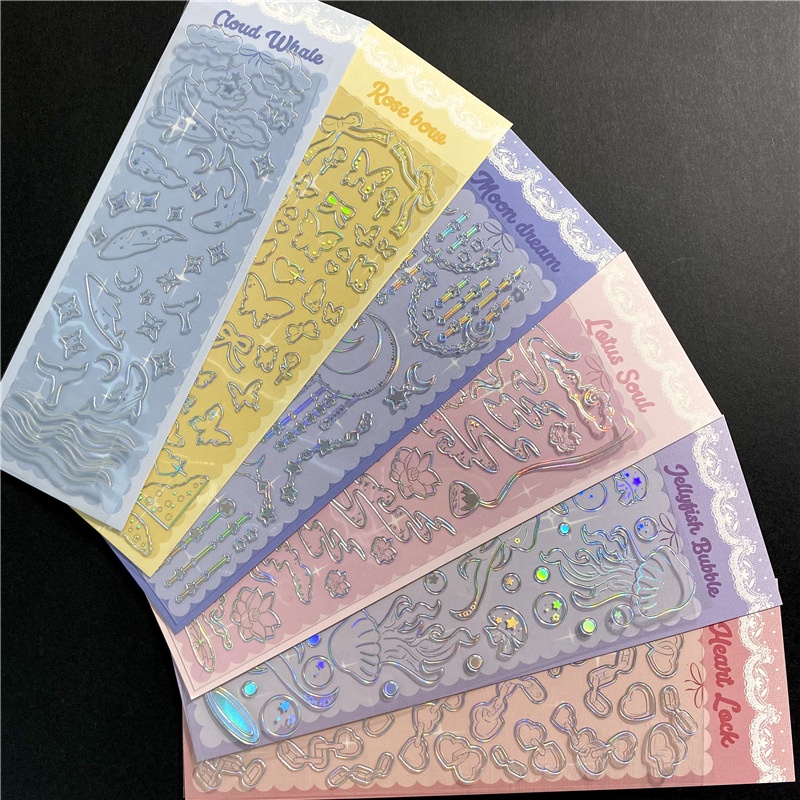 Miếng Dán Trang Trí Hình Cá Voi/Bướm/Cá Voi Màu Laser Dễ Thương