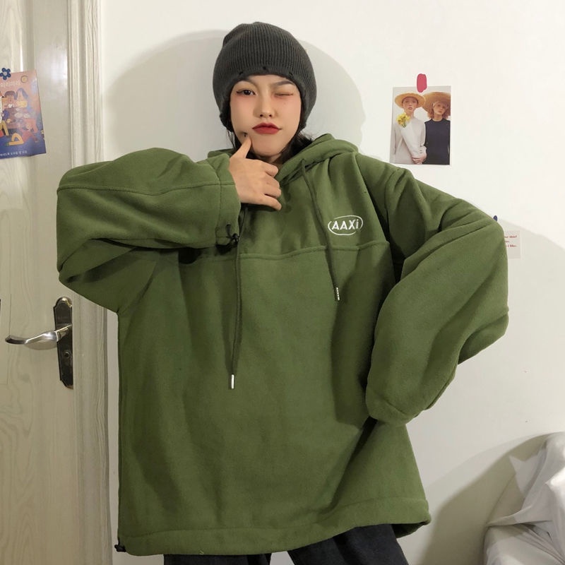 Áo hoodie COZOKC tay dài dáng rộng thêu chữ phong cách hiphop