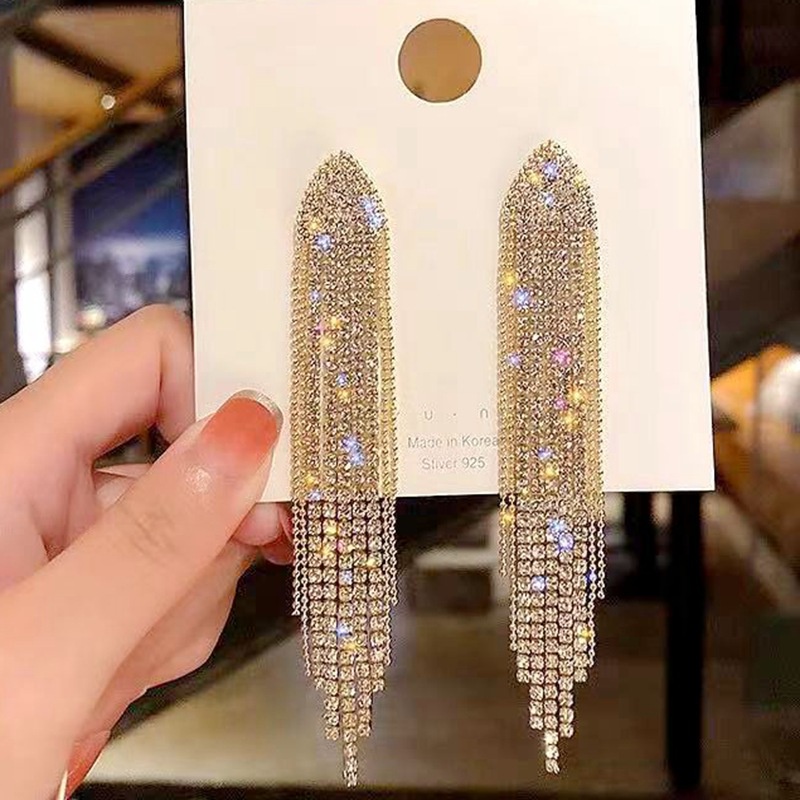 Bông Tai Mạ Bạc 925 Hình Tam Giác Đính Đá Zircon Phong Cách Âu Mỹ Cho Nữ