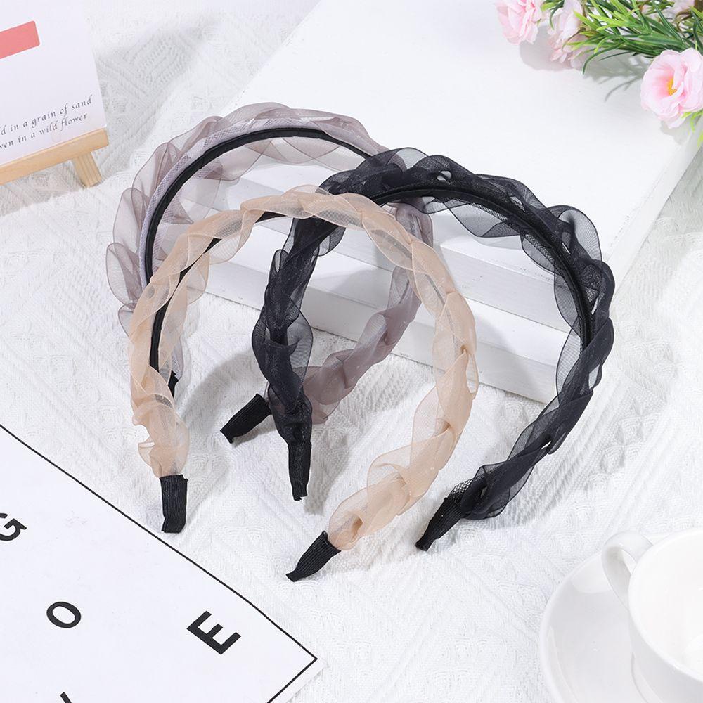 Dây Cột Tóc Bản Rộng Phối Ren Phong Cách Vintage