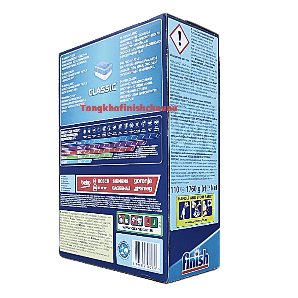 Viên rửa bát finish Classic 110 viên - Nhập Khẩu Châu Âu (hàng chính hãng )
