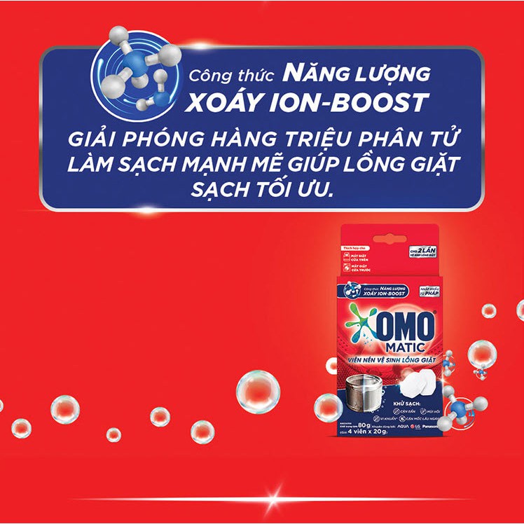 Hộp 4 Viên Nén Vệ Sinh Lồng Giặt OMO Matic 80gr