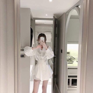 Set trắng short sơ mi kèm quần