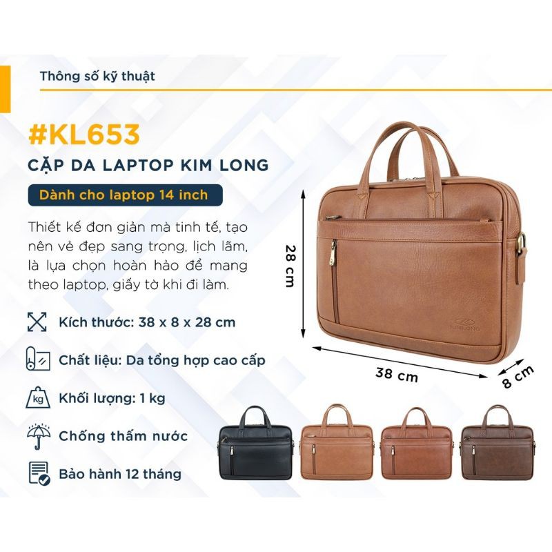 Cặp Da PU Văn Phòng Cao Cấp kim long kL653