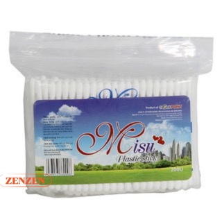 Tăm Bông Y Tế Cán Gỗ ,Nhựa MiSu Túi 200 cây