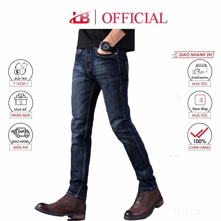 [Mã LTP50 giảm 50000 đơn 150000] Quần dài jean nam basic LB, jean co giãn cắt rách gối,size 28-34, QJSH1991