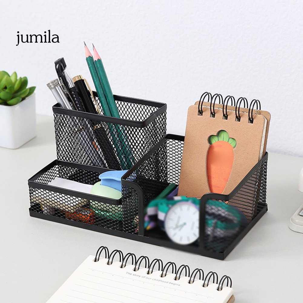 Hộp đựng dụng cụ học tập 3 ngăn bằng lưới sắt tiện dụng