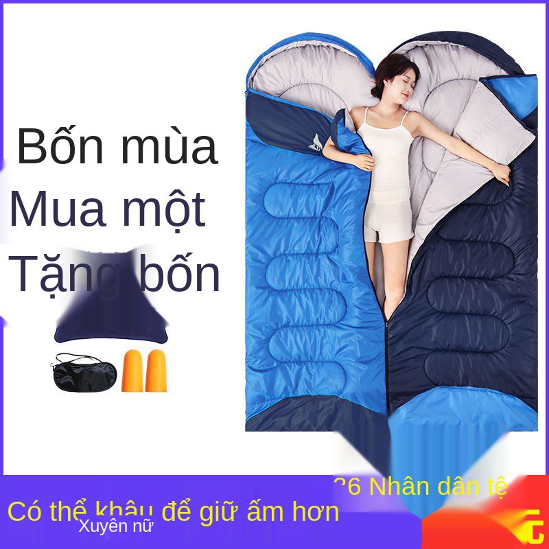 Túi ngủ người lớn đơn ngoài trời mùa đông cắm trại ấm áp và chống lạnh dày trong nhà khách sạn bông bẩn