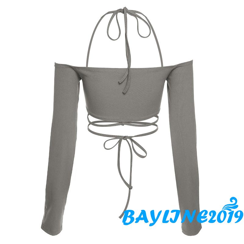 Áo Thun Dài Tay Hở Vai Màu Sắc Thời Trang Dành Cho Nữ