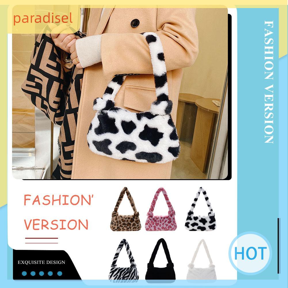 Túi đeo vai nhung lông phong cách vintage sành điệu