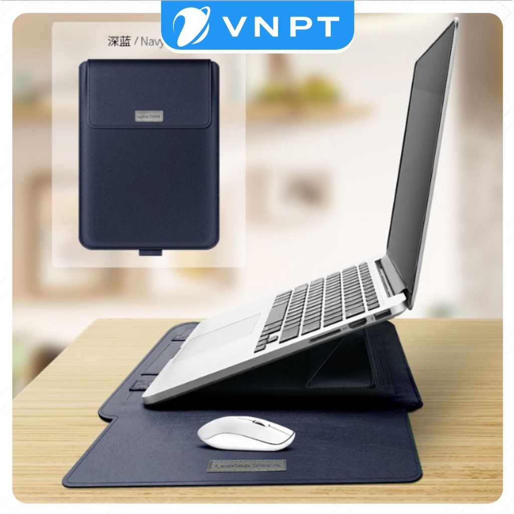 Túi Da PU Đựng Macbook Laptop Kiêm Đế Tản Nhiệt Sleeve Đa Năng Cho Máy 11"-15,6"