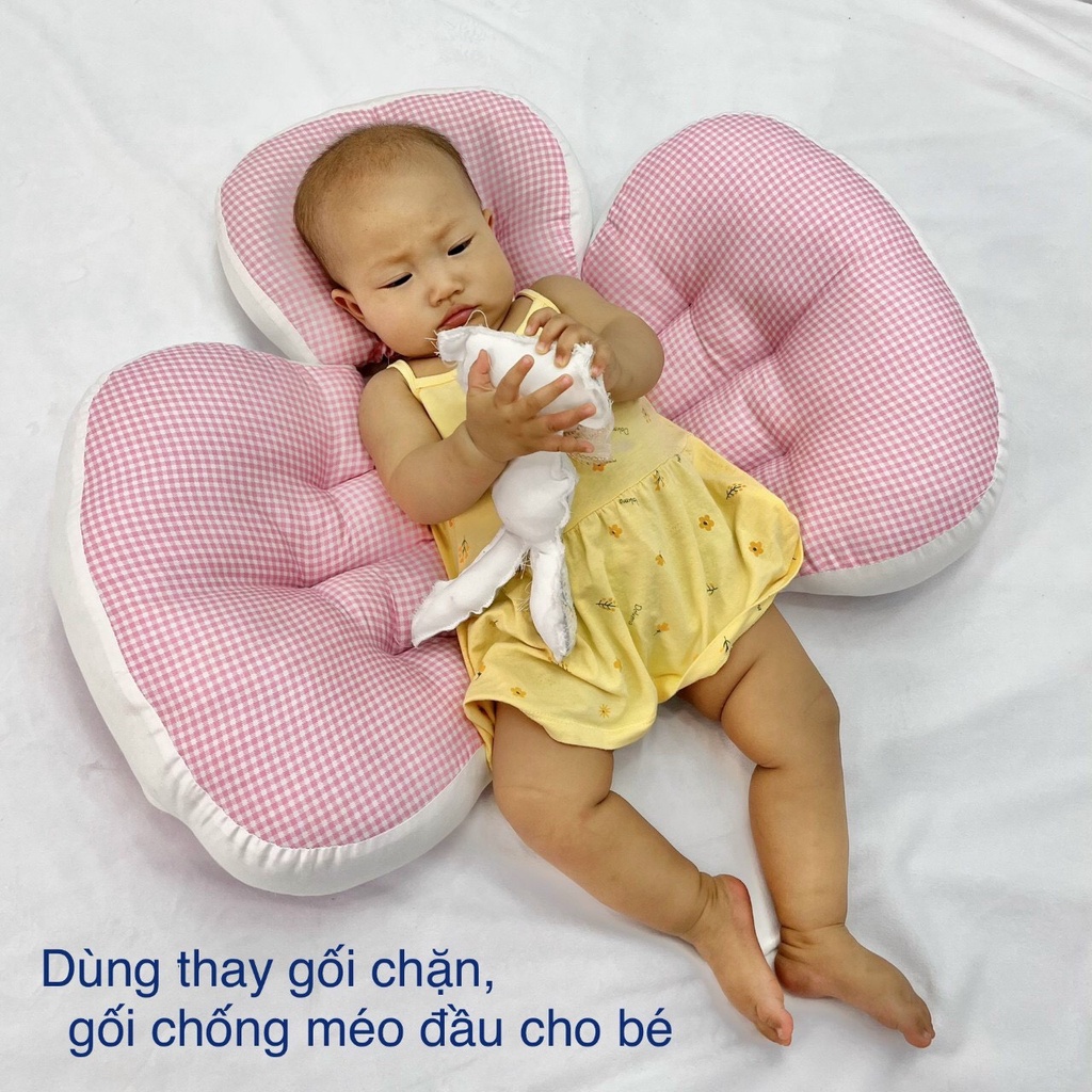 Gối cánh tiên 3 chi tiết hỗ trợ đau lưng cho bà bầu chất liệu COTTON 100% cao cấp