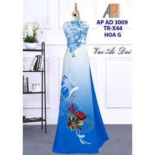 Vải áo dài 3D cao cấp hoa hồng.Shop bán VẢI CHƯA MAY